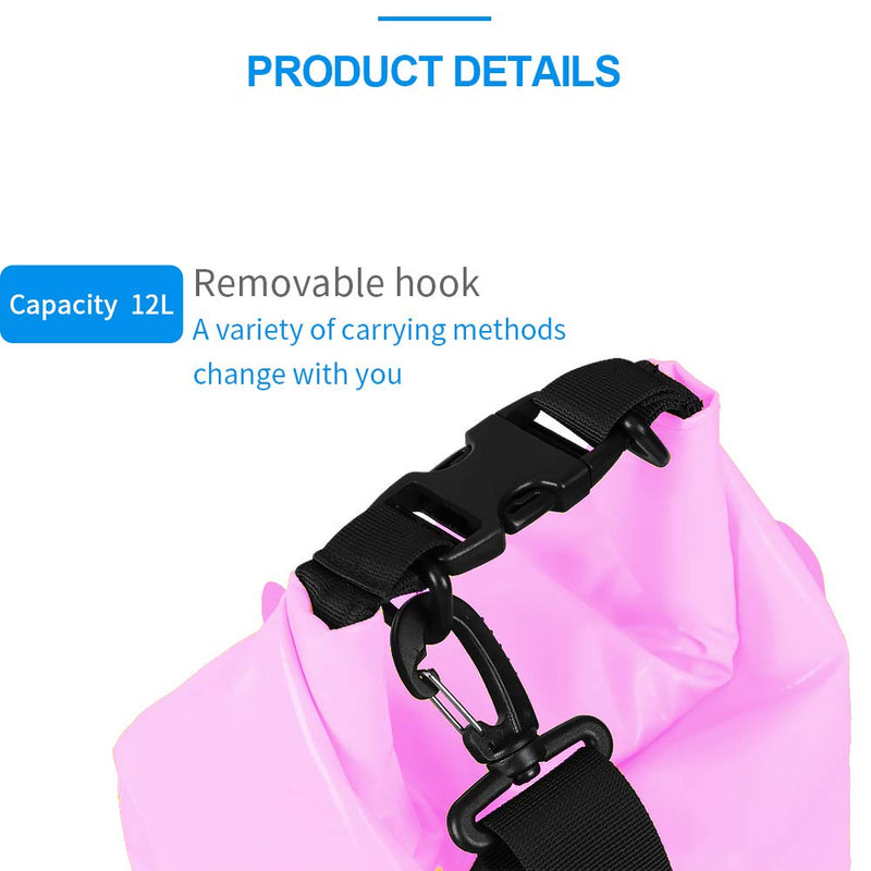 AFISHTOUR Waterproof Dry Bag, Waterproof Pouch with Waterproof Phone Bag Floating, Boat Dry Sack, 100% Waterproof Bags for Kayaking, Paddleboarding, Fishing, Rafting, Canoeing, Hiking, Camping 12L Pink 12L Dry Bag - BeesActive Australia