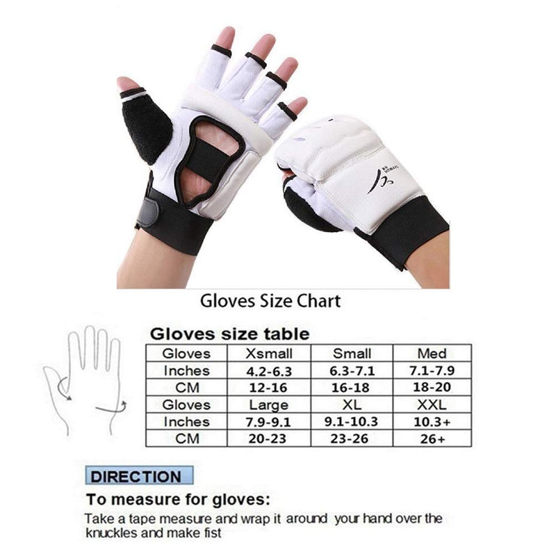 [AUSTRALIA] - Baselay Taekwondo Gloves, WTF Approved Muay Thai Sandbag Boxing Training Punching Bag Half Mitts Sparring Martial Arts Karate Fighting Half Finger Glove for Men Women Kids White Medium 