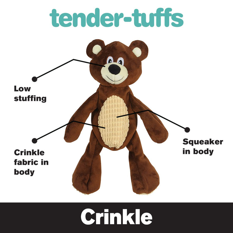 Snuggle Puppy Tender-Tuffs Crinkle - Large Tough Stuffed Happy Bear Plush Dog Toy with Puncture Resistant Squeaker and Super Strong Seams - BeesActive Australia