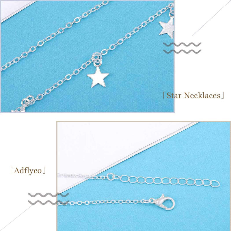 Adflyco Boho Star Choker Necklace Tassel Pendant Necklaces Jewelry Adjustable for Women and Girls (Silver) Silver - BeesActive Australia