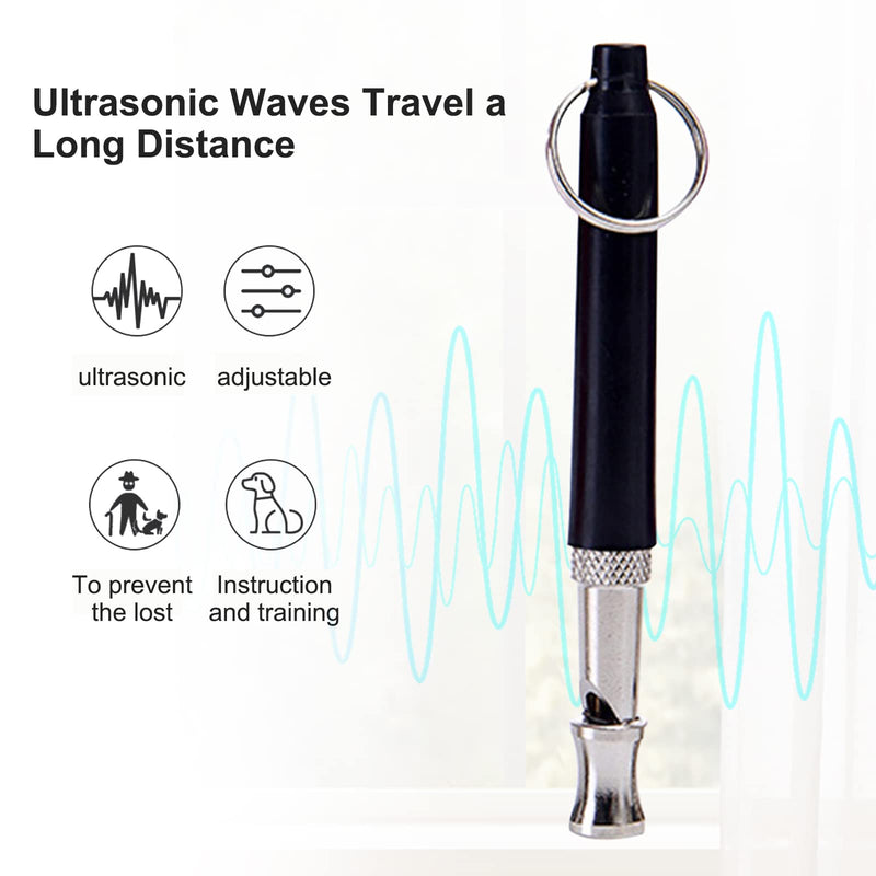 WOOPSOO 2 Pack Dog Whistles Dog Training Silent Ultrasound Whistles to Stop Barking with Adjustable Pitch Effective Way of Training for Recall Training,with 2 Lanyard Strap (Black) - BeesActive Australia