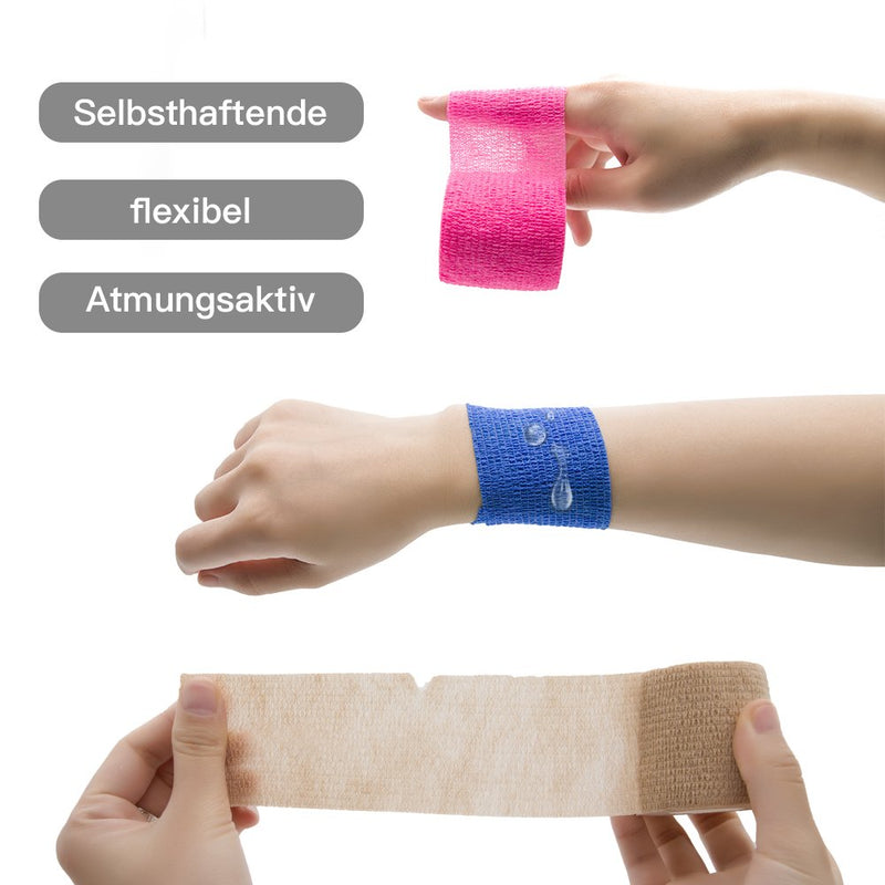 GooGou Self Adherent Wrap Bandages Self Adhering Cohesive Tape Elastic Athletic Sports Tape for Sports Sprain Swelling and Soreness on Wrist and Ankle 8PCS 2 in X 14.7 ft (Black) Black - BeesActive Australia