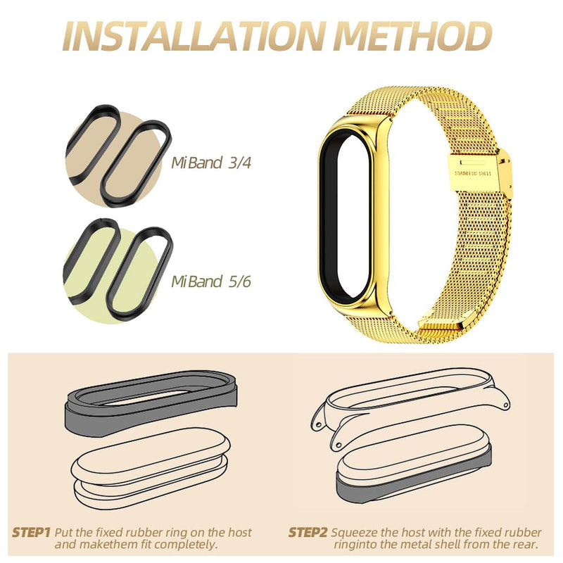 MIJOBS Strap for Xiaomi Mi Band 5 Mi Band 6 Breathable Replacement Strap for Band 4/Mi Band 3 Smart Band Watch Strap Wristband Bracelet for Women Men Gold - BeesActive Australia
