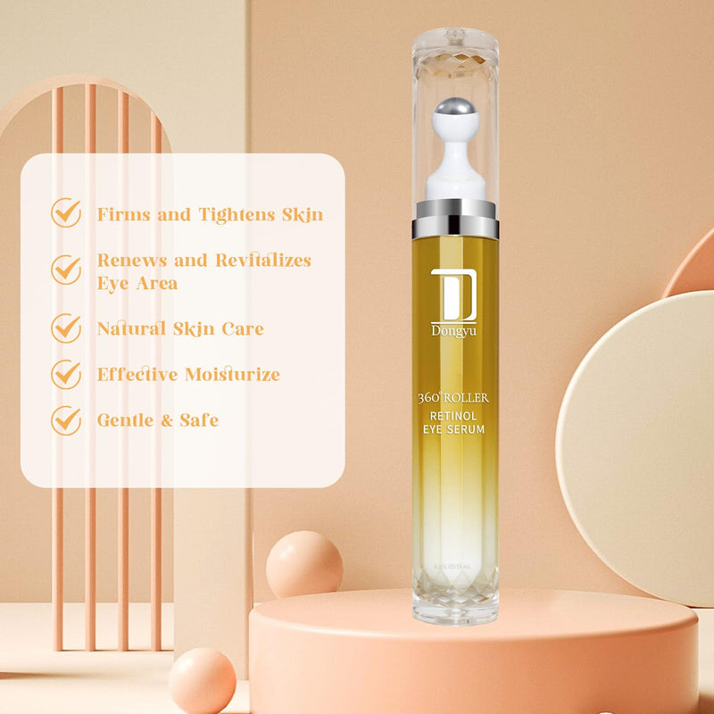 Retinol Eye Serum 360° Roller: Retinol Eye Cream with Massage Ball - Caffeine and Yeast Under Eye Roller Serum - Anti Aging Eye Cream for Dark Circles Puffiness Bags- Reduce Wrinkles Fine Lines - BeesActive Australia