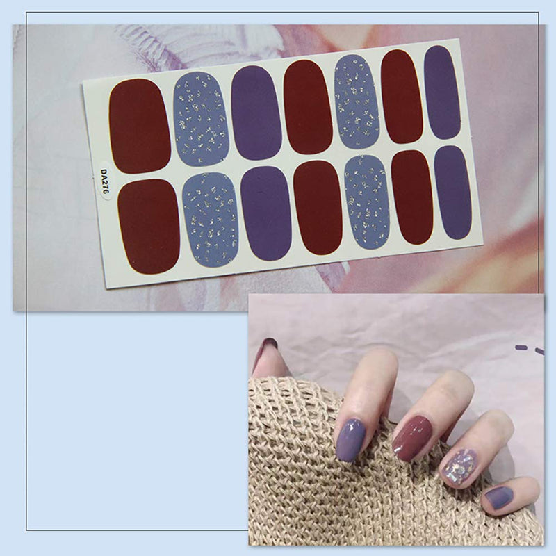 SILPECWEE 14 Sheets Adhesive Nail Polish Strips Set and 1Pc Nail File Solid Color Nail Art Decals Manicure Stickers Wraps Tips NO1 - BeesActive Australia
