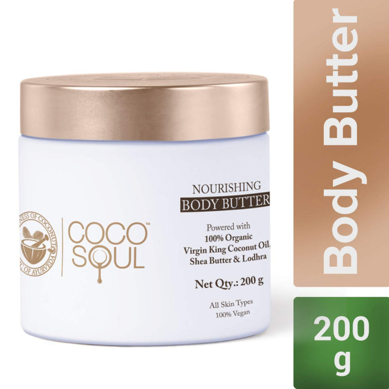 Coco Soul Beauty Nourishing Body Butter With Virgin King Coconut Oil (Vegan, Sulphate & Paraben Free), 200 gm - BeesActive Australia