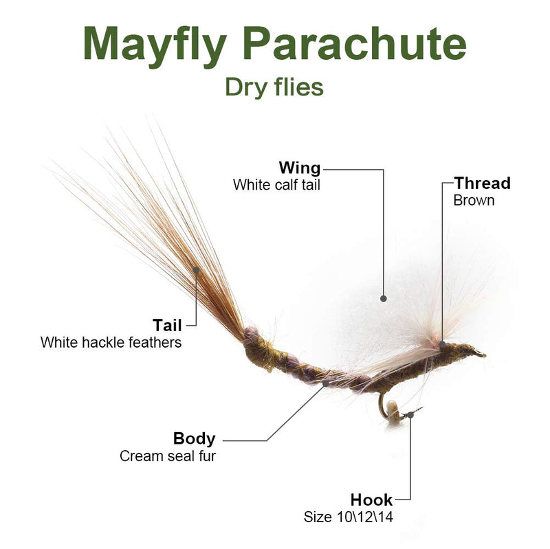 YZD Fly Fishing Trout Flies Kit 12pcs Fly Fishing Lure for Trout Premium Dry Wet Flies Streamer Mayfly Emerger Flys Trout Fly Fishing Gear Bait Assorted C - BeesActive Australia