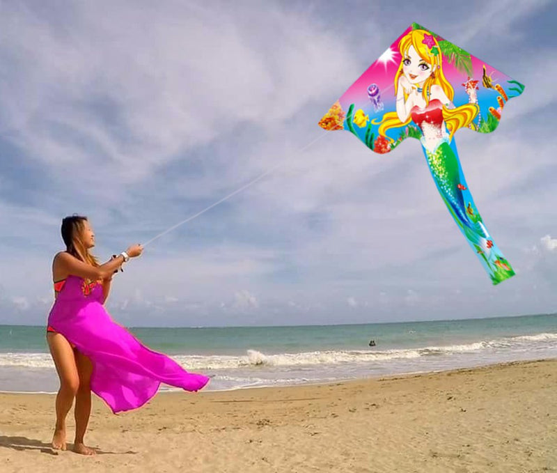 [AUSTRALIA] - HENGDA KITE- Kites for Kids Children Lovely Cartoon Mermaid Kites with Flying Line 