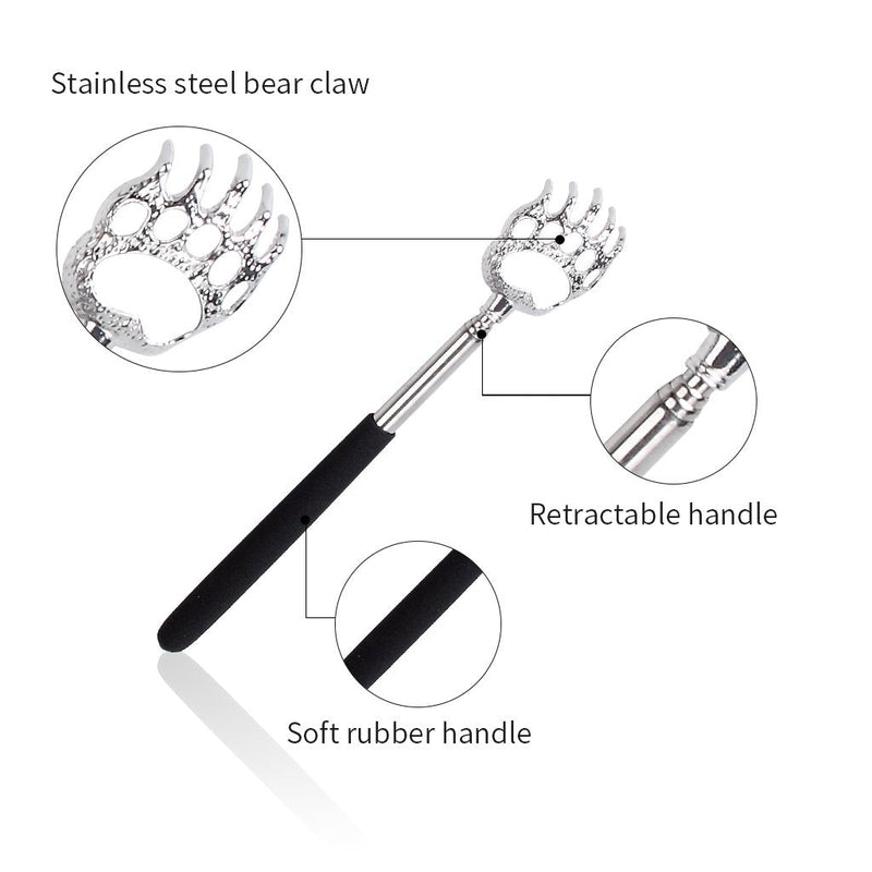 Portable Extendable Back Scratcher, OWUDE Telescoping Scratcher Tetractable Bear Claw Metal Hand Massager Tool Pack of 2 (Black + Purple) (Style 2) - BeesActive Australia