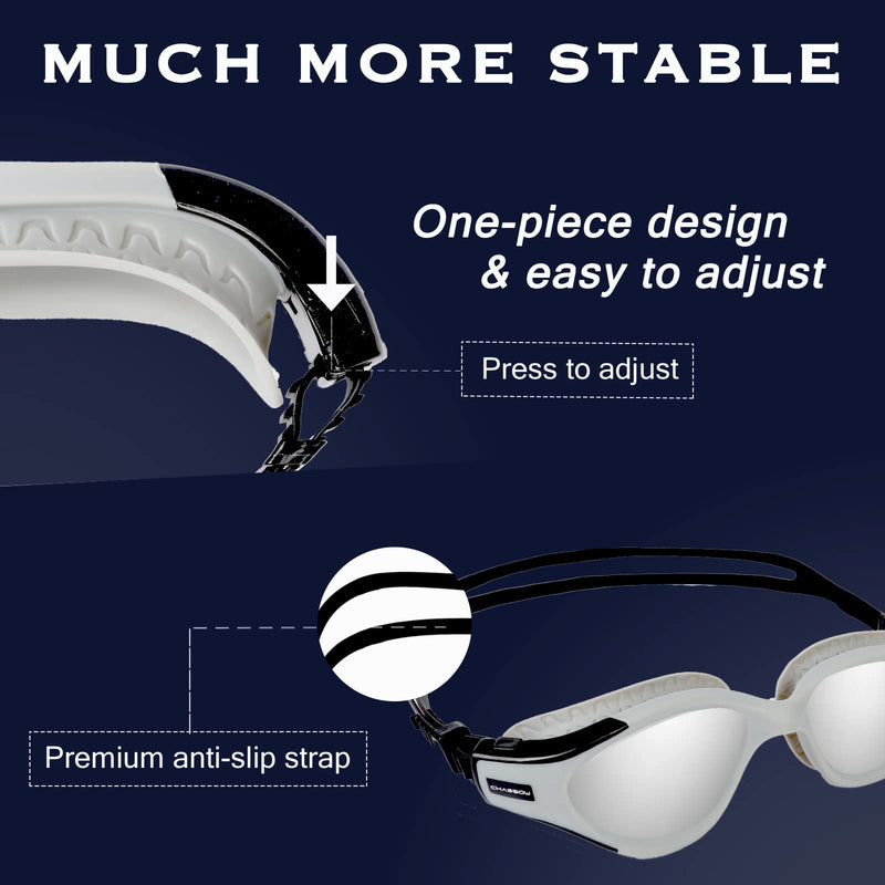 Swim Goggles - UV Polarized Swimming Goggles for Men Women Adults, Wide View and Adjustable, Anti-fog and No Leaking Grey - BeesActive Australia
