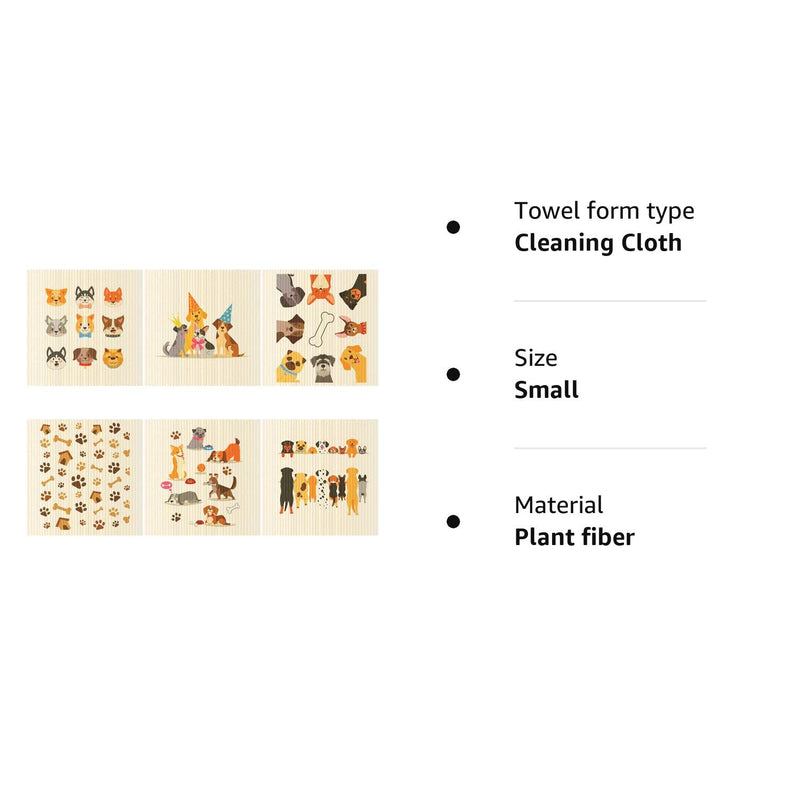 Patelai 6 Pieces Mixed Dog Swedish Cleaning Dishcloths Cloths Absorbent and Fast Drying Kitchen Dish Towels Dogs Cleaning Wipes for Kitchen Bathroom Office Wedding Housewarming, 6 Designs - BeesActive Australia