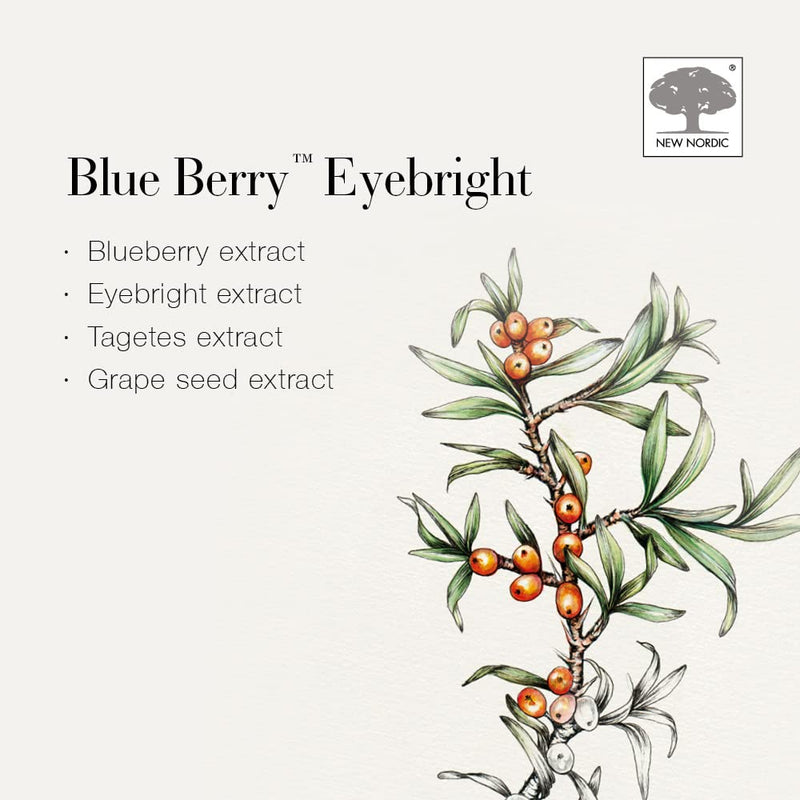 New Nordic Blueberry Eyebright Plus Mega Strength - One-A-Day Tablets - 30 Tablets - Natural Eye Supplement Tablets - Suitable for Women and Men - Vegan & Gluten Free formula for Optimal Eye Care - BeesActive Australia