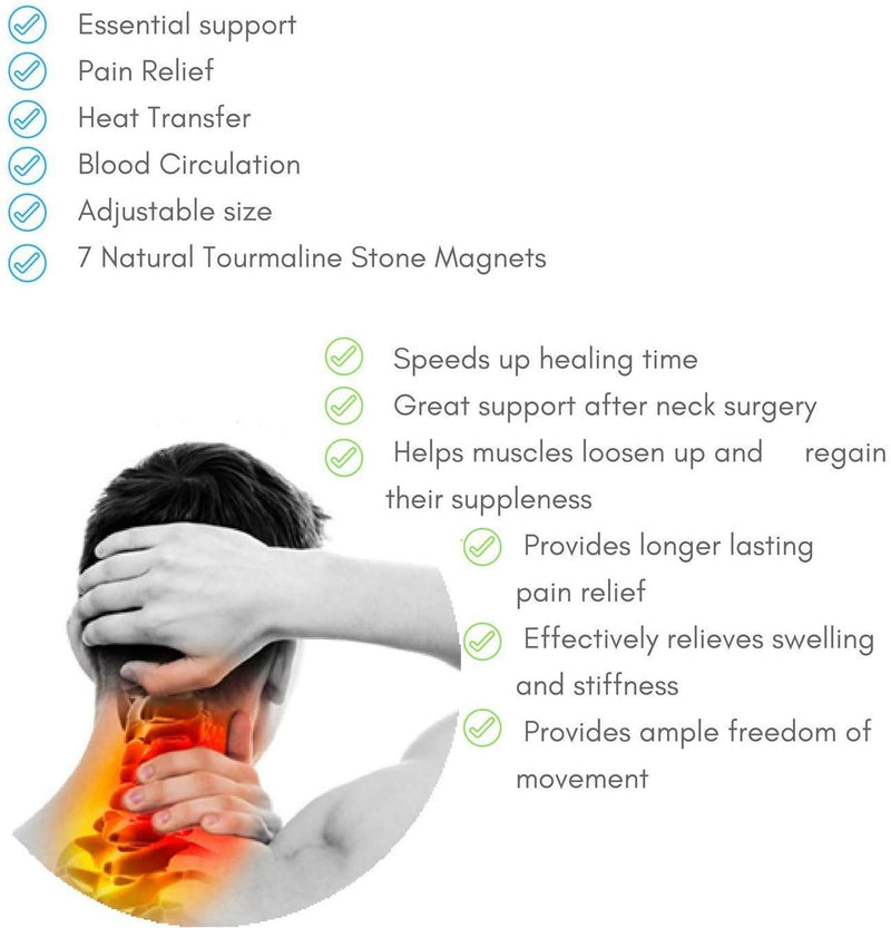 Neck Support Brace Self Heating Magnets Natural Healing Chronic Pain Headaches (Black) Black - BeesActive Australia