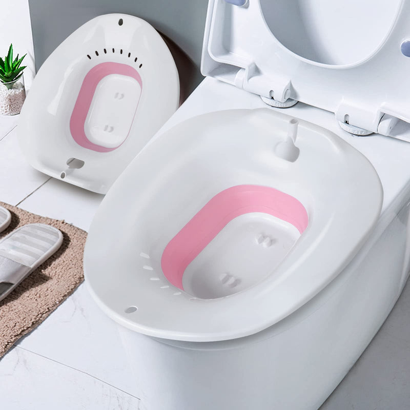 Foldable Sitz Bath for Toilet Seat with Flusher, Sitz Basin for Hemorrhoids,Postpartum Care, Perineum Treatment, Cleansing & Detox,Yoni Steam Seat Fits Standard Toilets,Vaginal/Anal Soaking Steam Kit Sitz Bath With Flusher - BeesActive Australia