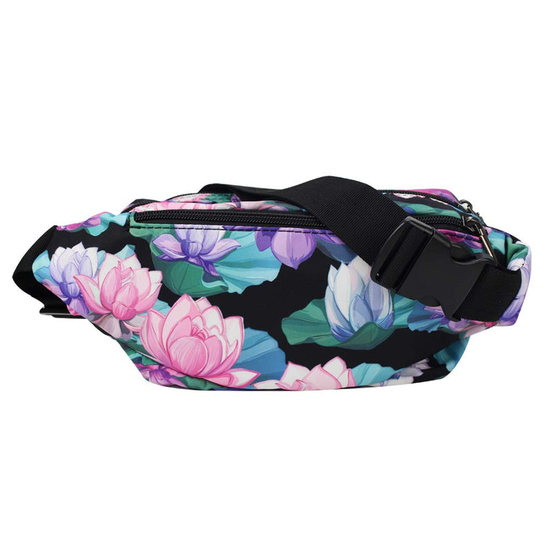 Oxpecker Waist Pack Bag with Rain Cover, Waterproof Fanny Pack for Men&Women, Workout Traveling Casual Running Hiking Cycling, Hip Bum Bag with Adjustable Strap for Outdoors (Black Base Floral) Black Base Floral - BeesActive Australia