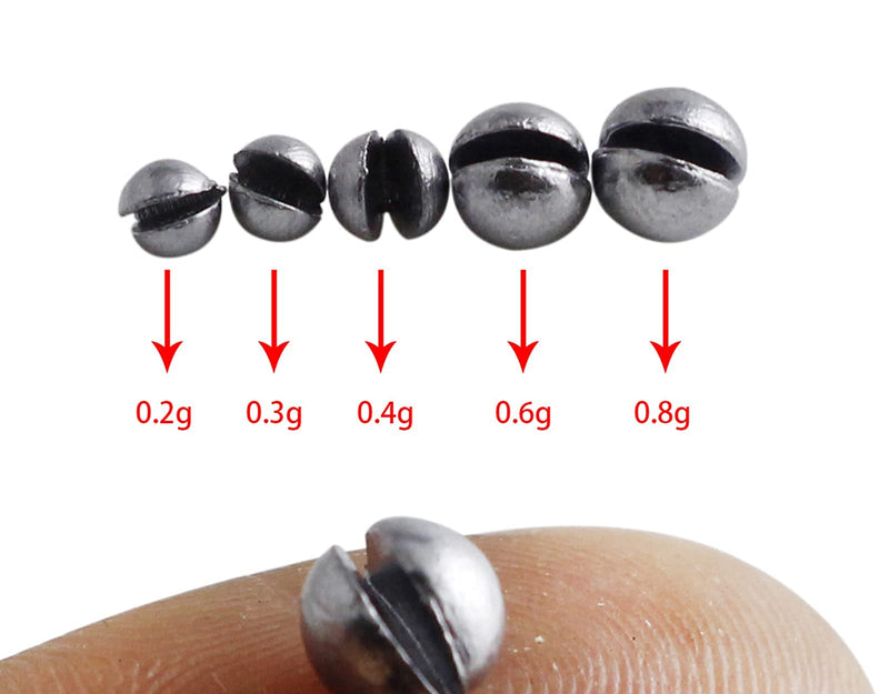 Split Shot Fishing Weights Sinkers 205Pcs 5 Sizes Weights 0.2/0.3/0.4/0.6/0.8g Round Fishing Line Sinker Removable Egg Lead Assortment - BeesActive Australia
