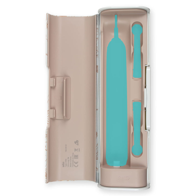 Oral-B Genius Series Toothbrush Travel Case with Charging Function for 1 Handpiece and 2 Replacement Brush Heads Set of Travel Case and Charging Cable, Dragonfly Silver, Additional pocket - BeesActive Australia