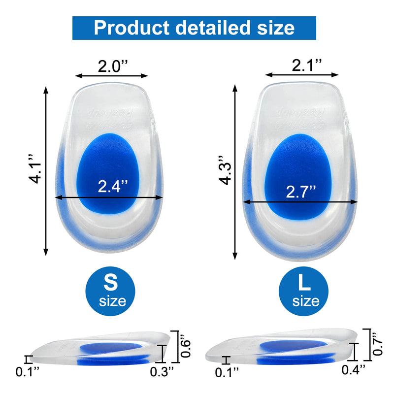 1 Pair Gel Heel Cups Plantar Fasciitis Inserts Pads for Heel Pain, Bone Spur & Achilles Pain 35-39 (UK 4-7) Blue - BeesActive Australia