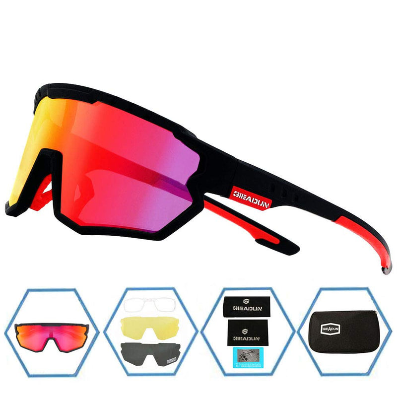 Sports Sunglasses Cycling Glasses Polarized Cycling, Baseball,Fishing, Ski Running,Golf Black Red - BeesActive Australia