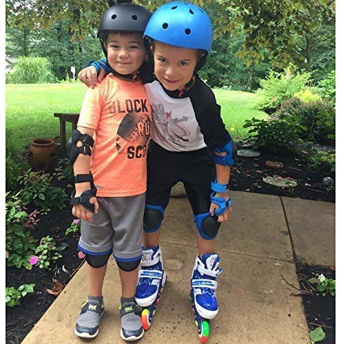 JIFAR Youth Kids/Teenagers Knee Pads Elbow Pads Wrist Guard with Comfortable Gel Cushion,Strong Double Straps and Adjustable Easy-Fix Clips for Bike Skateboarding Roller Skating Cycling Scooter Riding blue Medium - BeesActive Australia