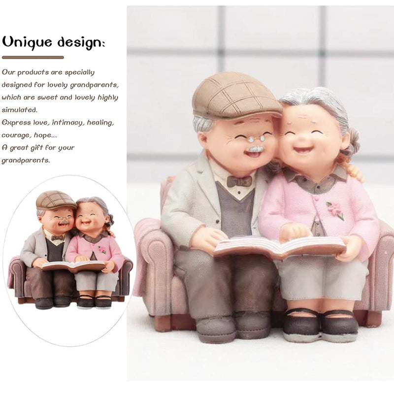 HOWADE Loving Elderly Couple Figurines,Love Lasts Resin Couple Figurine,Grandparents Couples Elderly Life Decorative Statue Ornaments for Wedding Anniversary Home Birthday (Reading Style) Reading Style - BeesActive Australia
