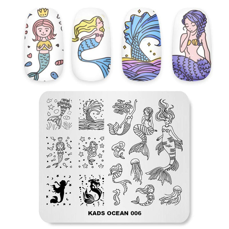 KADS Nail Art Stamp Plate Ocean Sea Mermaid Series Nail stamping plate Template Image Plate Nail Art DIY Decoration Tool - BeesActive Australia