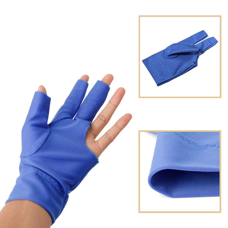 Comidox 3Pcs Man Woman Elastic Lycra Left Hand 3 Fingers Billiard Cue Glove for Shooters Carom Pool Snooker Cue Sport Red&Blue&Black - BeesActive Australia