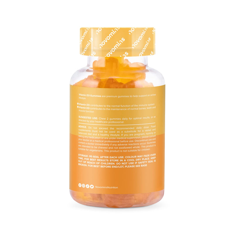 Vitamin D Gummies - High Strength 4000 IU Adult Vitamin D3 Gummies - Chewable Gummy Vitamins - Vegetarian - Gluten Free - Vitamin D Gummies by Novomins - BeesActive Australia