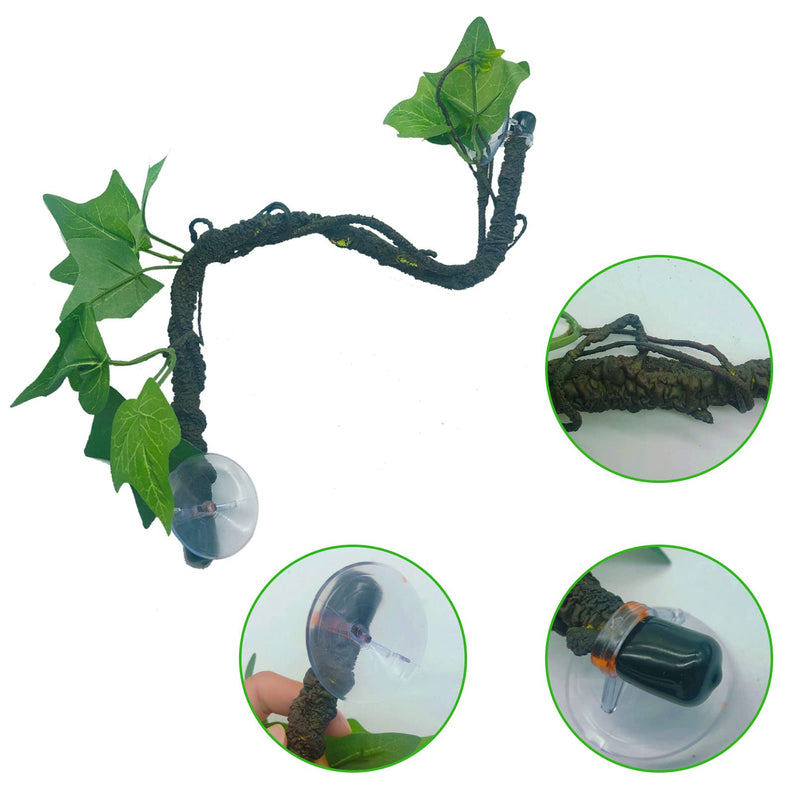 Reptile Jungle Vines Artificial Plant Leaves Suction Cup Lizard Tank Decor Bearded Dragon Habitat Accessories for Chameleon Gecko Snake Tree Frog 2PCS - BeesActive Australia