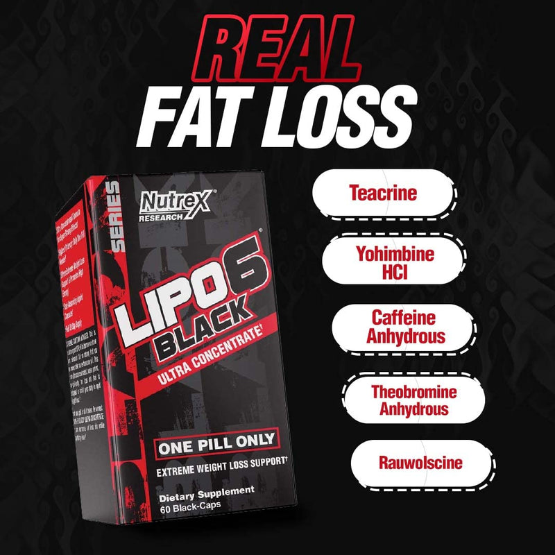 Nutrex Research Lipo-6 Black Ultra Concentrate | Thermogenic Energizing Fat Burner Supplement, Increase Weight Loss, Energy & Intense Focus |Capsule, 60Count 60 Count (Pack of 1) - BeesActive Australia