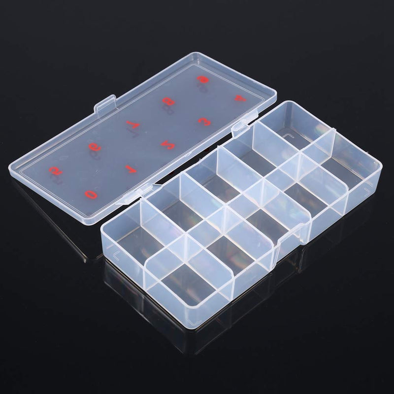 Nail Tips Box 10 Slots Transparent Plastic Empty Transparent False Nail Art Tips Storage Case Box Container Ideal to Store Nail Art Decorations Nail Gel - BeesActive Australia