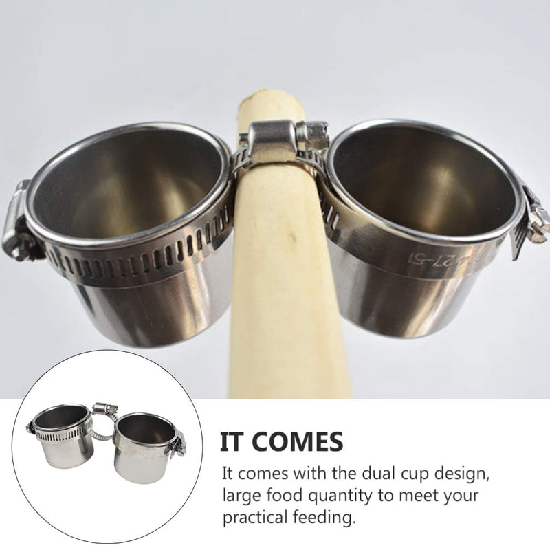 balacoo Bird Water Feeder Dishes Bird Bowl for Cage Coop Cups Parrot Food Hanging Pet Animal Stainless Steel Birdcage Bowls Feeding Perches Play Stand with Clamp 15x6. 5cm - BeesActive Australia