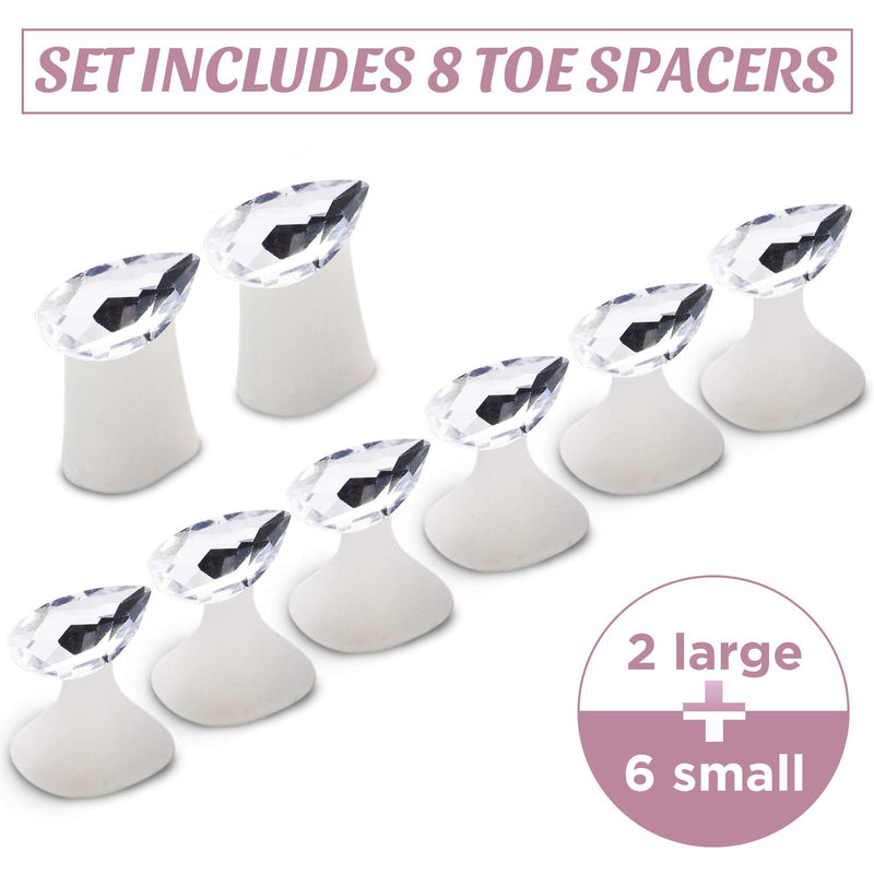 Toe Separators for Nail Polish Pedicure - 8 x Spacers, Stretchers, Spreaders, Polish Guards - Toe Spacers for Feet - (Diamond) Diamond - BeesActive Australia
