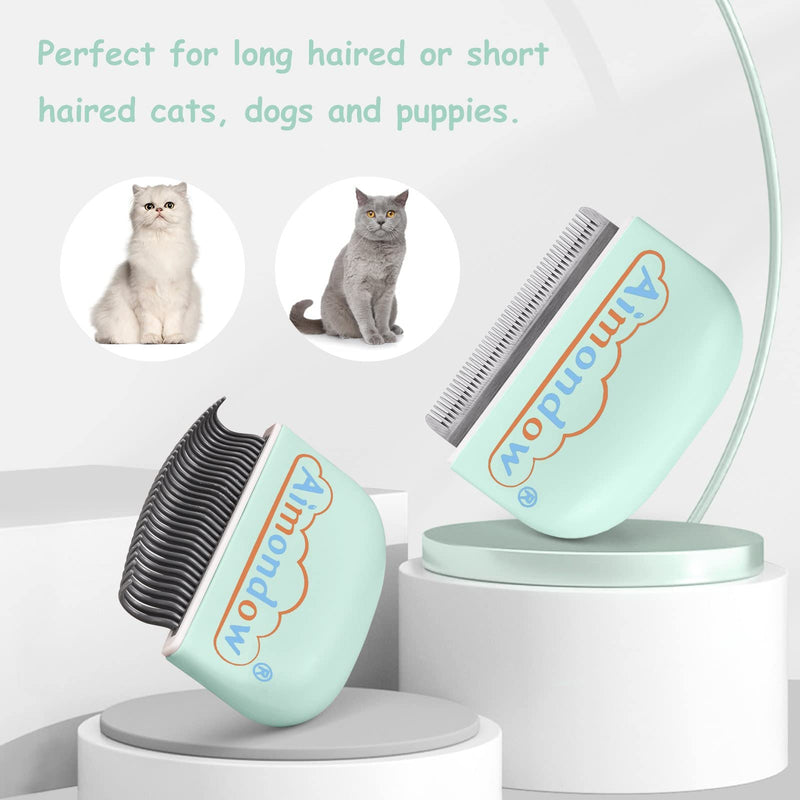 Aimondow Cat Comb, Cat Brush for Shedding and Grooming, Hair Removal Massaging Shell Comb for Cats Dogs Puppy Rabbit Bunny, Easy to Dematting Matted Fur Tangled Hair Undercoat, 2 PCS Green - BeesActive Australia