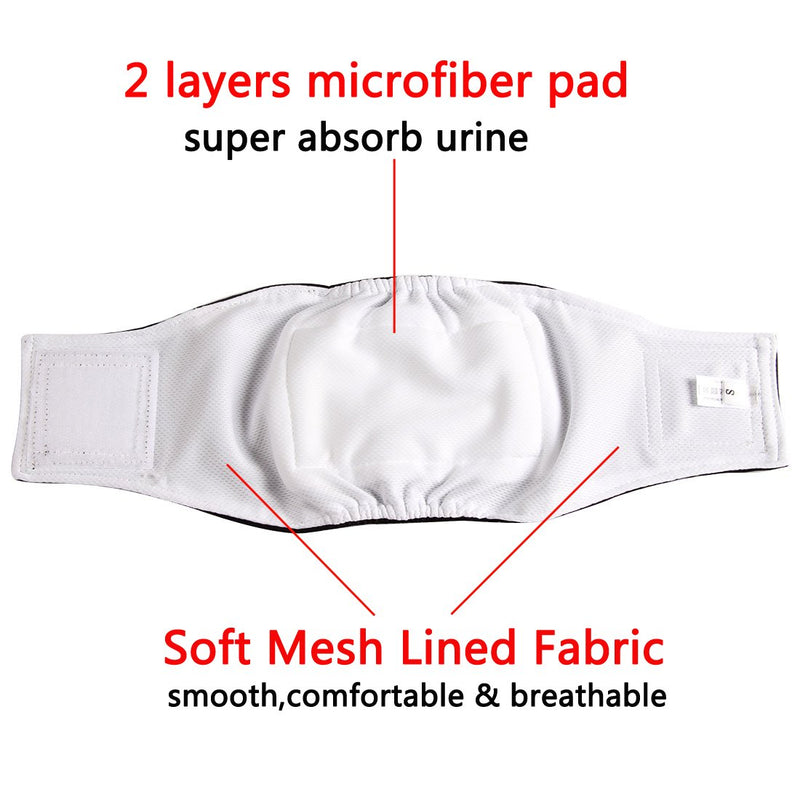vecomfy Washable Belly Bands for Male Dogs 4 Pack,Premium Reusable Small Dog Wrap Leakproof Puppy Diapers L(16"-20"waist) 2 Gray+2 Black - BeesActive Australia