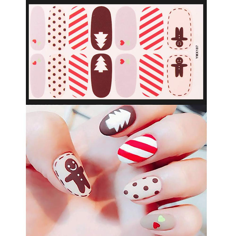 SILPECWEE 14 Sheets Christmas Adhesive Nail Polish Stickers Strips and 1Pc Nail File Holiday Nail Wraps Decals Manicure Accessories NO1 - BeesActive Australia