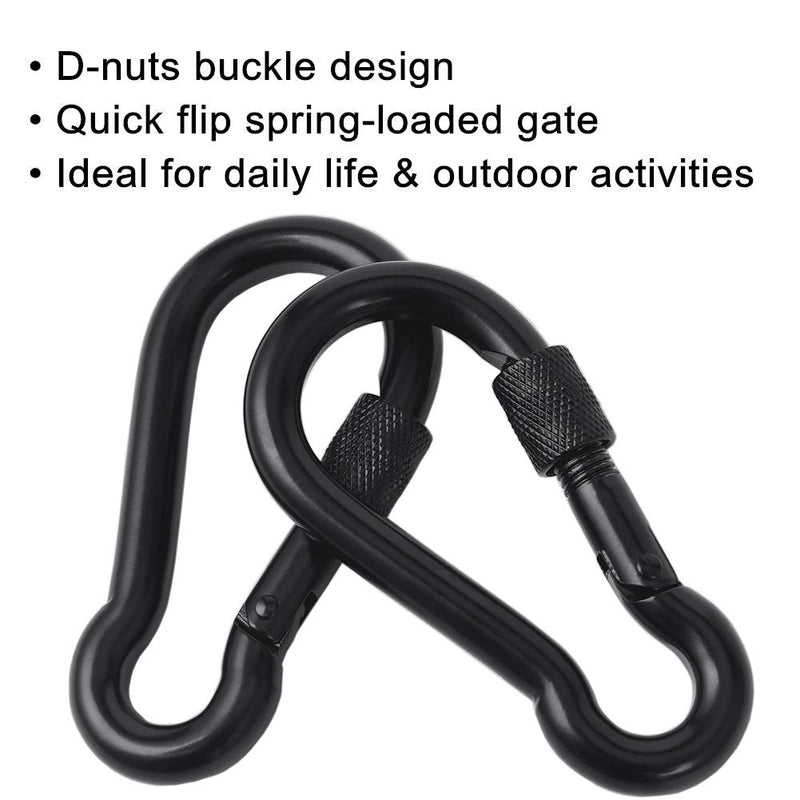 PROND Locking Carabiners, Heavy Duty Carabiner, 316 Stainless Steel Screw Lock Carabiner Hooks (Gold - 2PCS) Black - 2PCS - BeesActive Australia