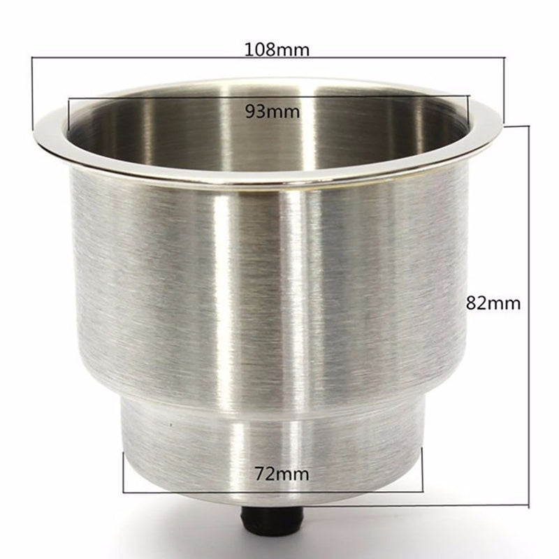 [AUSTRALIA] - 2 Pieces Stainless Steel Cup Drink Holder with Drain Brushed Bottle Holder for Marine Boat Truck RV 