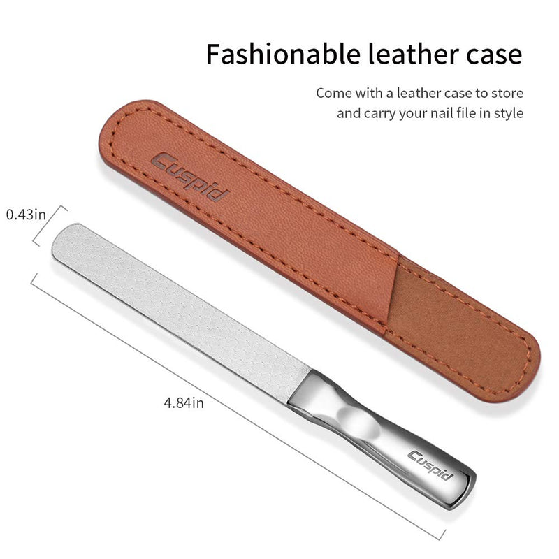 Stainless Steel Nail File， Metal Nail file with Leather Case, Double Sided Nail files with Anti-Slip Handle ，finger nail file for Men and Woman CU-ZJD010 - BeesActive Australia