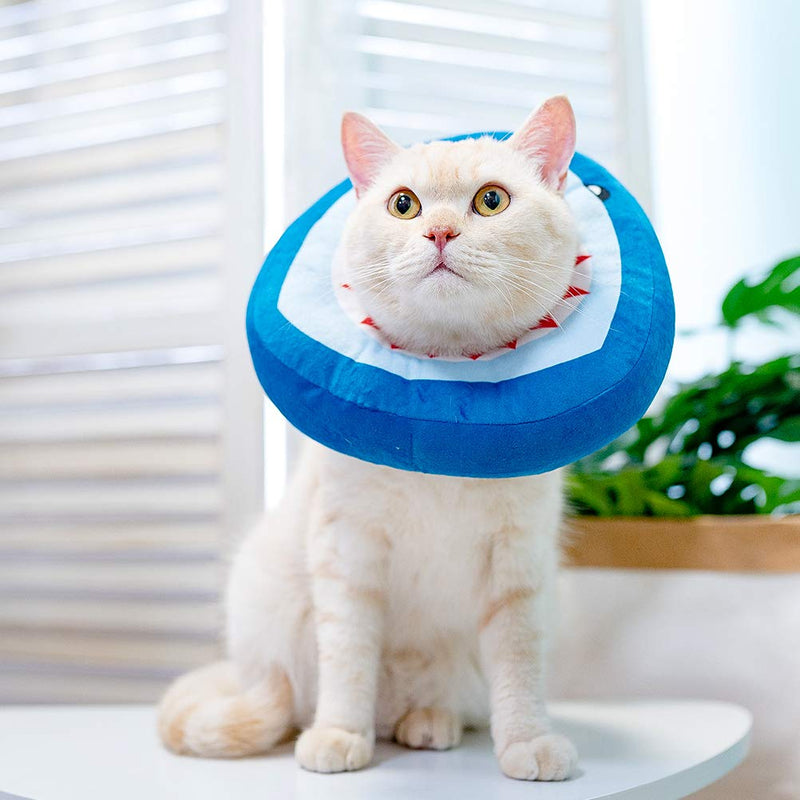 EXPAWLORER Cat Cone Collar Soft - Cat Recovery Collar Cute Donut for Wound Healing, Protective E- Collar After Surgery, Elizabethan Collars for Kitten and Small Dogs Shark - BeesActive Australia