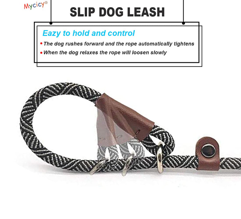 Mycicy Durable Slip Lead Dog Leash,1/2" and 1/4" 5ft No Pull Slip-on Training Leash for Small and Medium Large Dogs 1/4" x 5Ft Black - BeesActive Australia