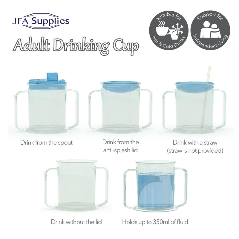 Drinking Cup/Beaker/Mug/Sippy Cup for Disabled Adults with Easy Grip Handles Anti Splash Spout and Travel Lid - BeesActive Australia