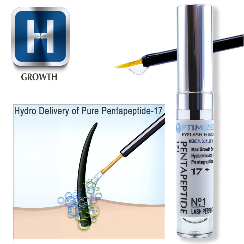 OPTIMIZED Eyelash and Eyebrow Growth Serum with Medical Strength Pentapeptide 17 & Hyaluronic Acid Max for Thicker, Darker, Longer Lashes & Brows in 60 Days 0.14 Fl Oz (Pack of 1) - BeesActive Australia