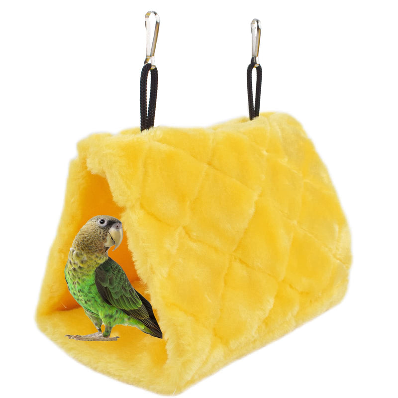 Pesp® Plush Pet Bird Hut Nest Hammock Hanging Cage Warm Nest Happy Snuggle Cave Tent (Yellow(Medium)) Medium Yellow - BeesActive Australia
