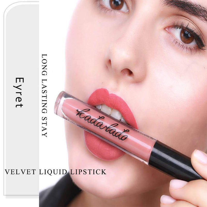 Eyret Matte Liquid Lipstick Velvet Non-stick Cup Lip Gloss Long Lasting Moisturizing Lip Glaze Beauty Makeup Lipsticks for Women and Girls (Red8#) Red8# - BeesActive Australia