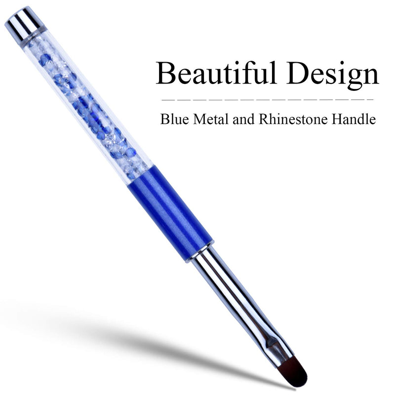 Ycyan 1Pcs Oval UV Gel Nail Brush Rhinestone Handle Professional Nail Art Tools Size 8 Blue - BeesActive Australia