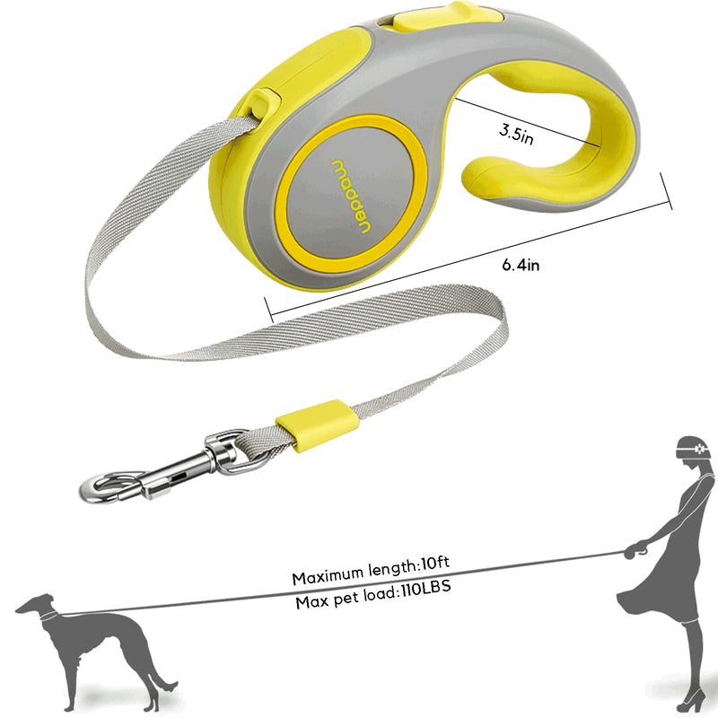 Fluorescent Retractable Small Dogs Leash/Cats Leash, 10 FT Strong Nylon Tape/Ribbon for Small Medium Dogs & Cats Up to 33lbs Fluorescent Pink - BeesActive Australia