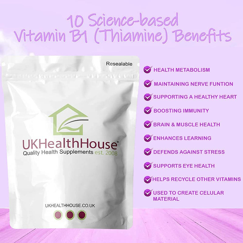 Vitamin B1 Thiamine 100mg x 90 Tablets - High Strength Heart & Nervous System, Immune and Psychological Function & Energy Release, Vegan, Gluten-Free - BeesActive Australia