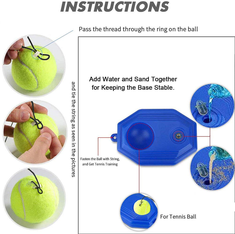 Tennis Trainer Rebounder Ball Trainer Baseboard with Long Rope Perfect Solo Tennis Trainers Self-Study Power Base Rebounder Equipment Practice Training Aid Serve Hopper Sport Exercise (just One Ball) - BeesActive Australia