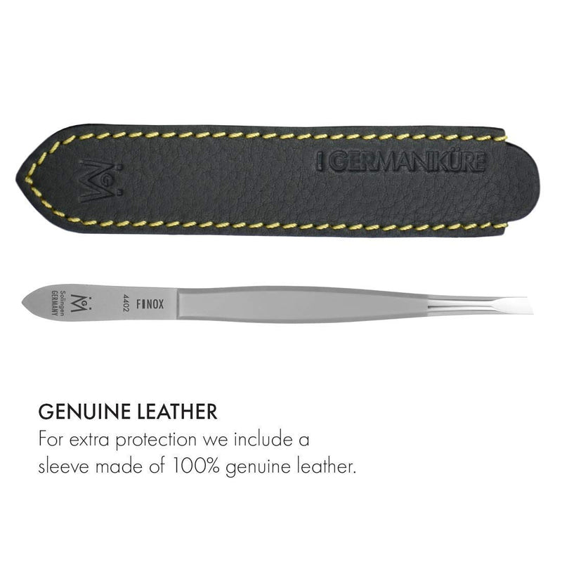 GERMANIKURE Slanted Tweezers in Leather Case - Made in Solingen Germany - BeesActive Australia